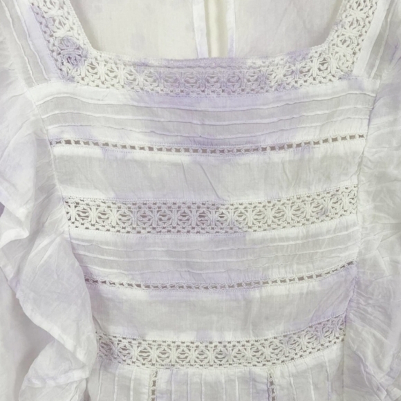 🇺🇸 ASOS Design Short Sleeve Lace Insert Top in Purple Tie Dye Size 4-NWOT ☑️ - Picture 5 of 8